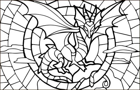 Dragon Stained Glass Coloring Page